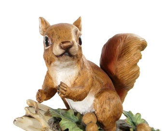 1960 Vintage Napcoware RED SQUIRREL Ceramic Large Figurine Statue Forest Woodland Animal Home Decor Earthtones Missing Acorn Free Shipping