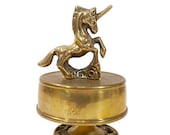 Vintage Brass Unicorn Music Box Some Enchanted Evening Renaissance Medieval Beast Romantic Home Decor Free Shipping