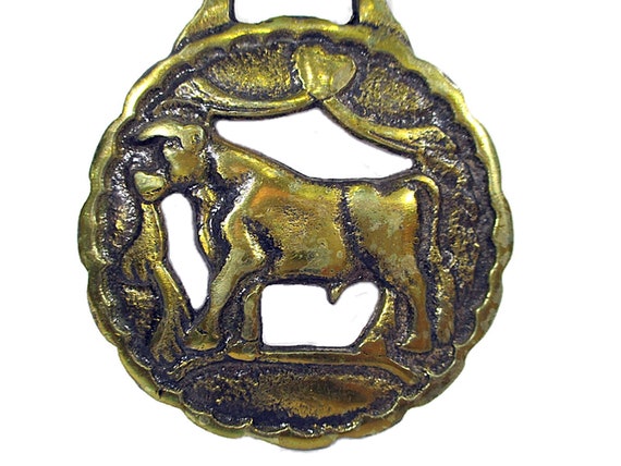 Vintage Brass Horse Saddle Harness Medallion Ornament