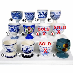 Vintage Egg Cup CHOICE, Blue White Porcelain, Limoges, West Germany, Delft Style, Japan, Cottage Kitchen