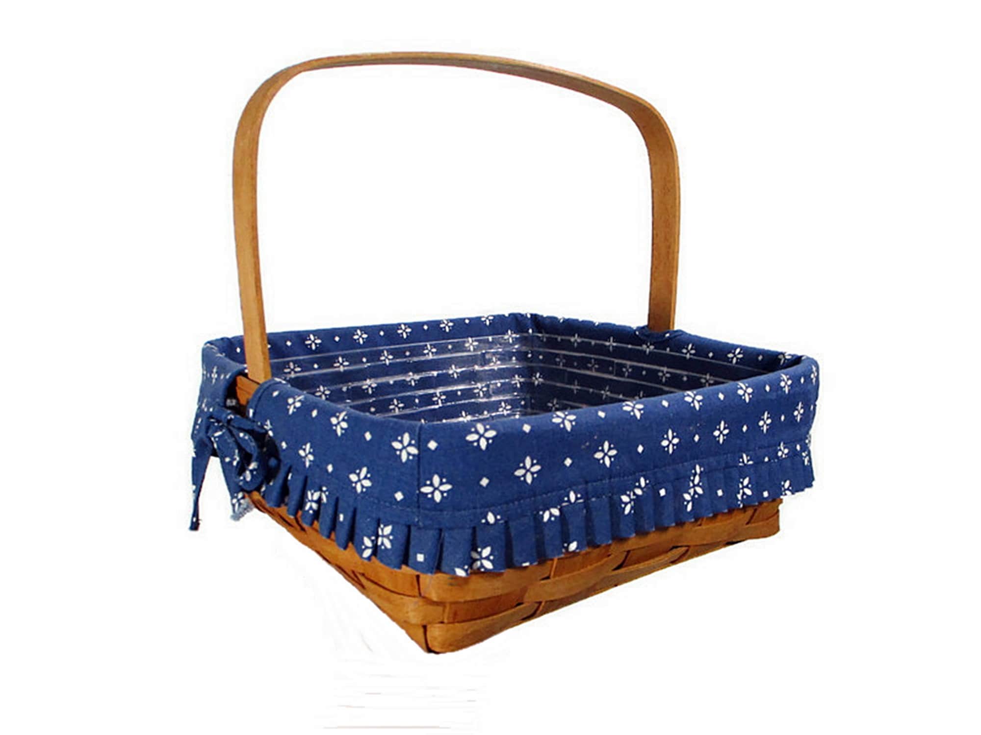 満点の Blue Basket Longaberger Vintage 1995 Fabric Plastic Liner 小物入れ