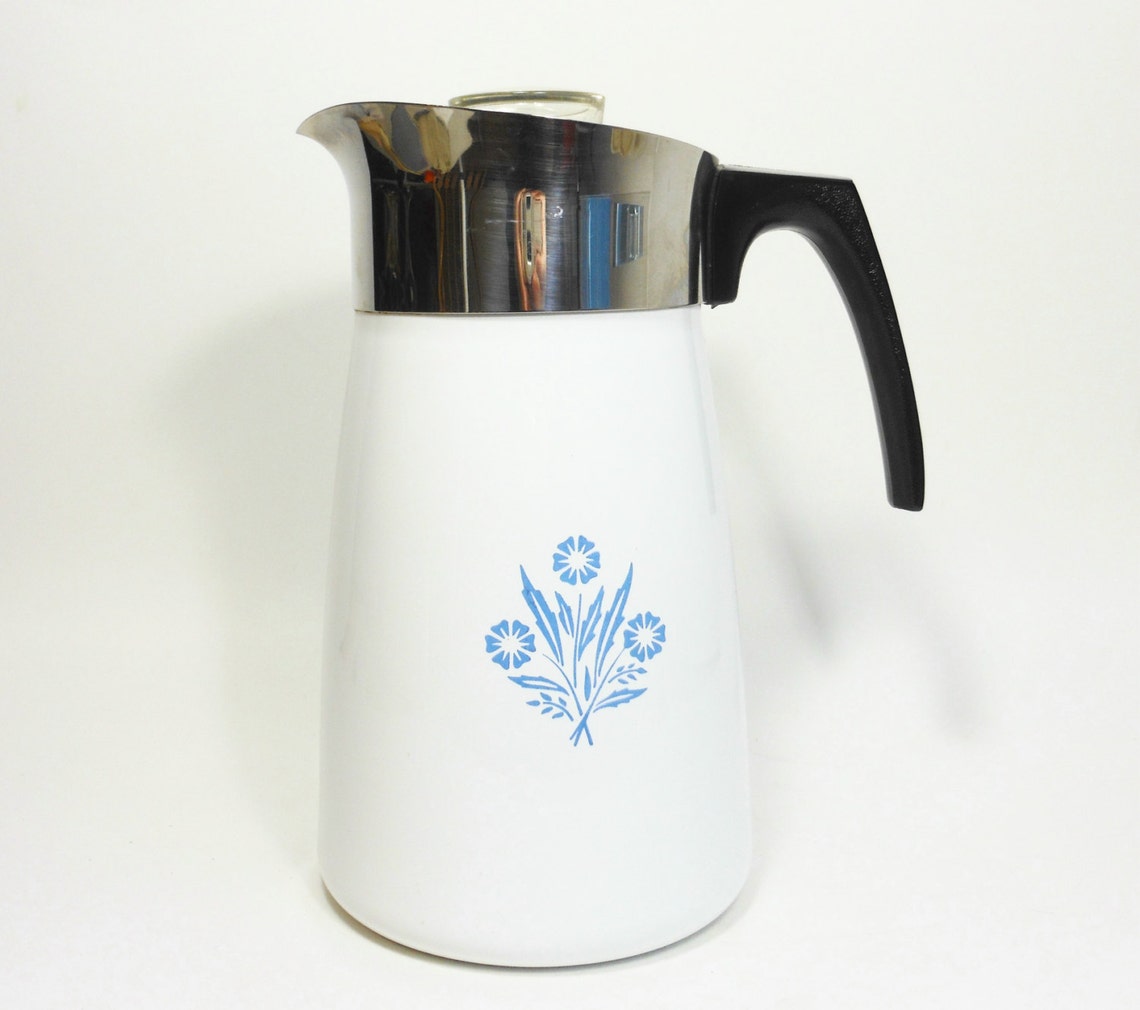 Vintage Corning Ware Coffee Pot Stove Top Percolator Blue Etsy