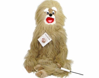 1993 Vintage CraZhugs Puppet Full Body Wrap Around Plush Monkey Sloth Yeti? Furry Arm Wand 40" Long Play Pretend Comfort Toy Free Shipping