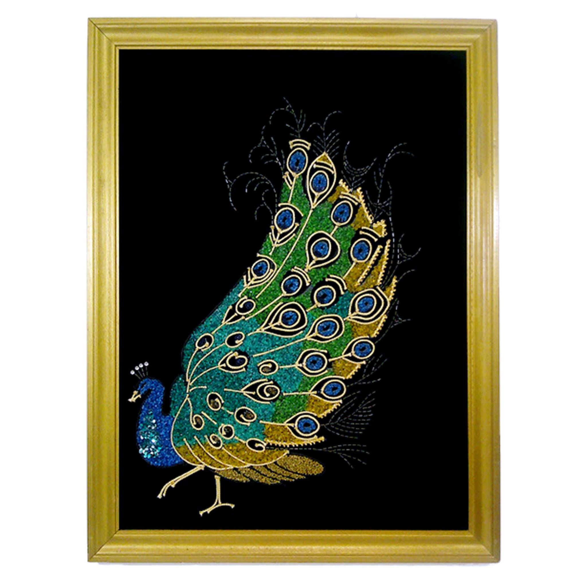 Vintage Peacock Mid Century Mod '60's Mosaic Pebble Gravel Beads