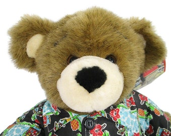 1998 Vintage Build A Bear BEAREMY 15 Inch Plush Brown Bear Surf Clothing Hawaiian Shirt Sandals Swim Trunks Board Shorts Tags Free Shipping