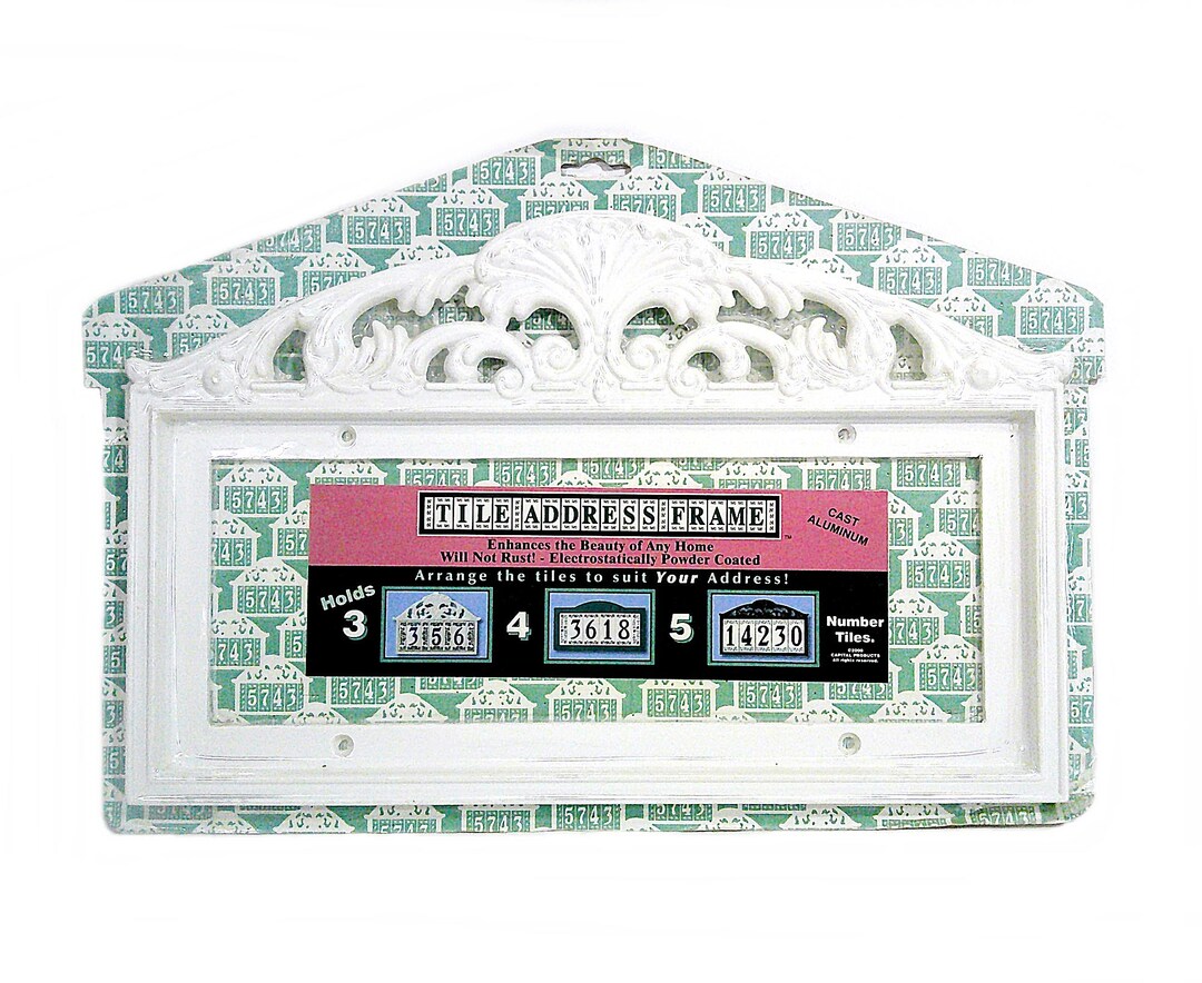 Vintage Tile Address Frame NIP White Metal C. 2000 Cast Aluminum USA ...