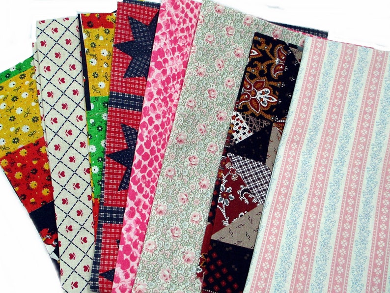 Fabric FAT QUARTER Bundle Variety Lot Of 8 Prints Florals Cottons Blends Sewing Stash Quilting Junk Journals Crafting Applique Free Shipping Bild 1
