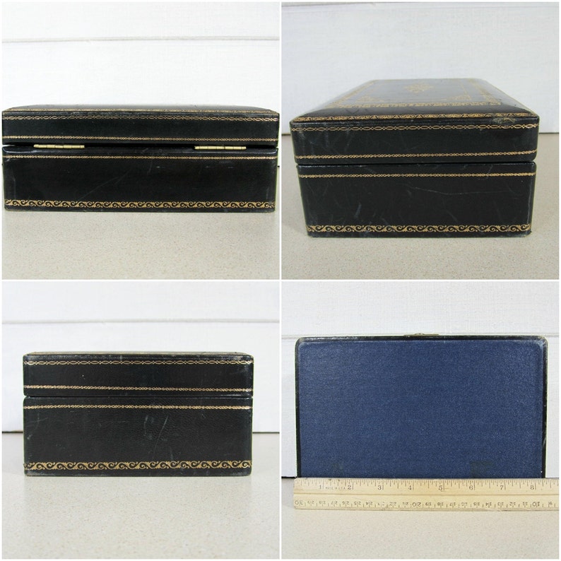 Vintage Jewelry Box Blue Velvet Key Lock Mid Century Home Etsy