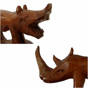 Vintage Wooden Jungle Animal Hand Carved Napkin Rings Set Of 4 Warthog Zebra Rhino Lion Wild Animal Dining Tableware Accessory Free Shipping image 9