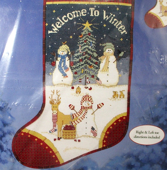 Counted Cross Stitch, Christmas Stocking Kit, Welcome to Winter