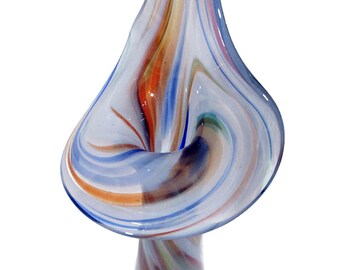 Vintage JACK In The PULPIT Art Glass Blue Orange Swirl 8 Inch Bud Vase Hand Blown Becraft Osarks Home Decor Accent Free Shipping