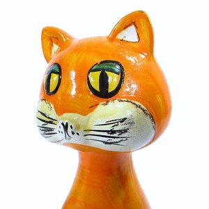 1970's Vintage CAT BANK Mod Neon Bright Orange Plaster Ware Ceramic Retro Coin Groovy Kitty Hand Painted Kitsch w/Stopper Free Shipping image 9