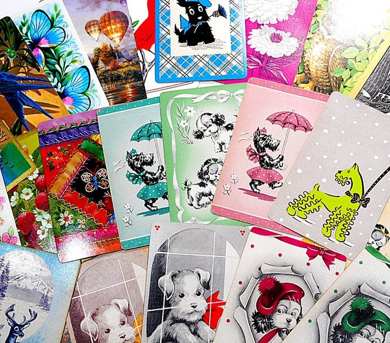 52 Vintage Playing Cards Mixed Lot Swap Crafting Paper Ephemera Junk Journal Cards Craft Supplies Free Shipping