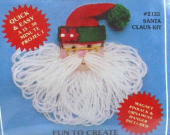 1982 Vintage Santa Claus Kit SOFTIES Soft Sculpture Face Holiday Pin Ornament Magnet Party Favor Package Trim Easy Quick Craft Free Shipping