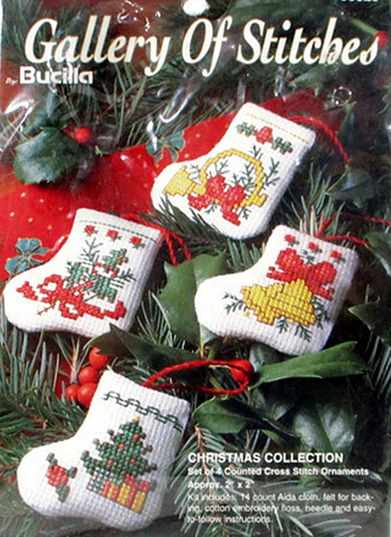 Bucilla 33525 Christmas Collection Set of 4 Ornaments Cross Stitch Kit