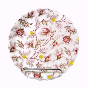 Vintage Copeland Spode Rosebud Chintz SAUCERS Set Of Six Rose Vine Floral Dishes Scalloped Edge Cottagecore England Free Shipping