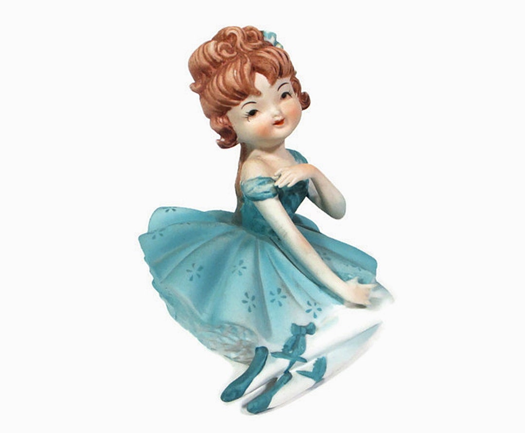 Vintage LEFTON BALLERINA Figurine Little Girl Dancer Turquoise Etsy