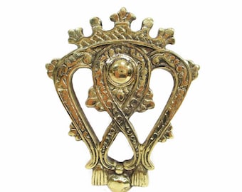 Vintage Solid Brass Door Knocker Crown Design Tassels Chateau Core Curb Appeal Hardware Accent Home Decor Free Shipping