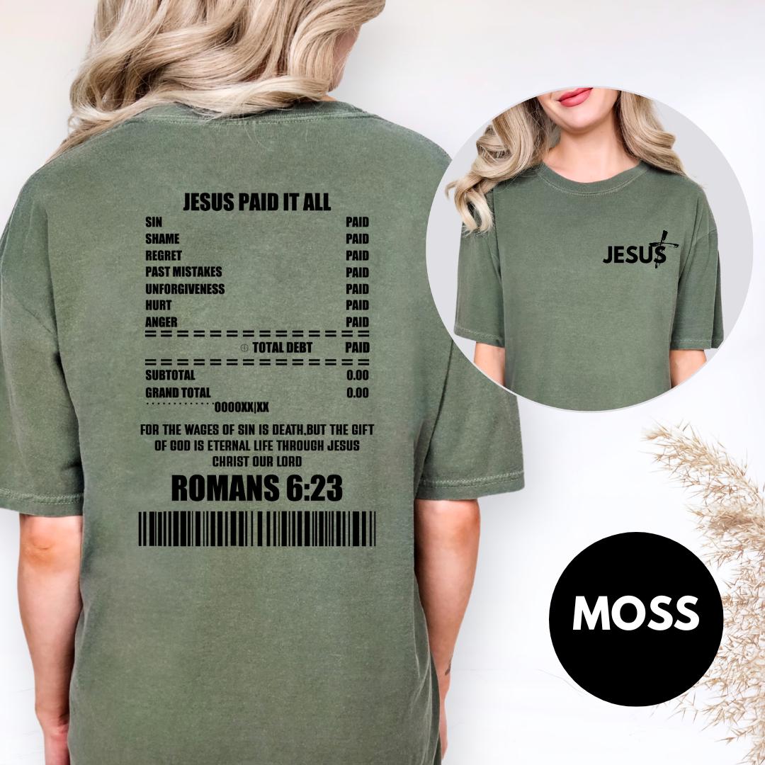 Jesus paid it all t shirt, Religious tee, Christian Graphic Tee,Christian Faith Tee,Bible Verse Shirt,Redemption Christian Shirt,Receipt Tee