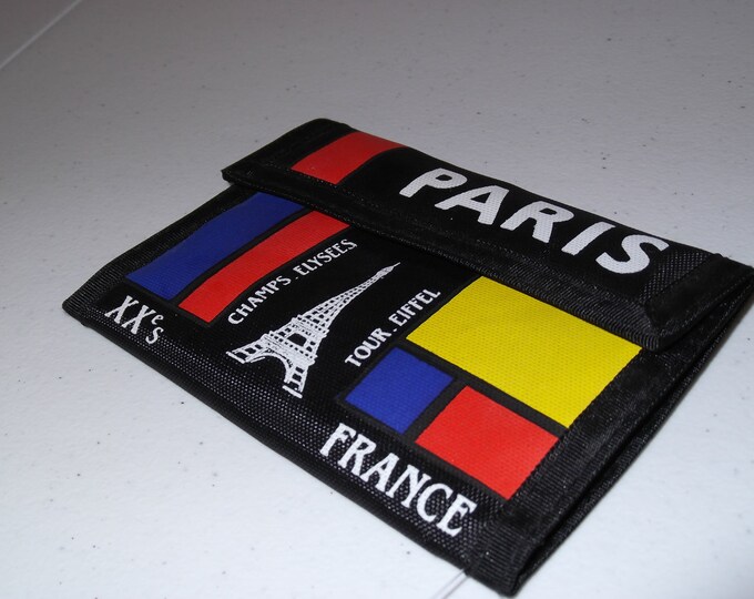 Vintage Velcro Wallet 1980s Paris Mondrian Style Color Block Black