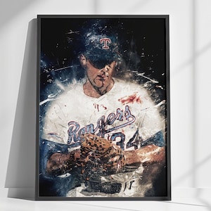 Nolan Ryan Poster, Texas Rangers | Printed Poster, Canvas Wrap, or Framed, Sports Art, Kids Room, Man Cave, Fan Cave Gift, Wall