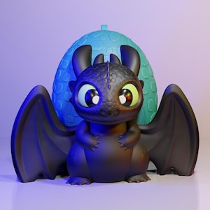 Ohnezahn Figur mit Ei & ohne Ei – Detailliertes 3D-Druck Deko-Set inspiriert von Drachenzähmen leicht gemacht – Geschenk für Fantasy-Fans