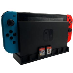 Nintendo Switch Dock Spielhalter – Minimalistische 3D-Druck Erweiterung für 7 Spiele – Praktische Aufbewahrung direkt an der Dockingstation