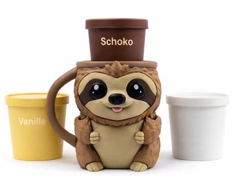 Faultier Eisbecher-Halter für Ben & Jerry's | 3D-Druck | Dein gemütlicher Eis-Kumpel