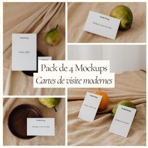 Pack of 4 Business Card Mockups, Business Card Mockup Bundle, Printing Mockup, White Card Mockup
