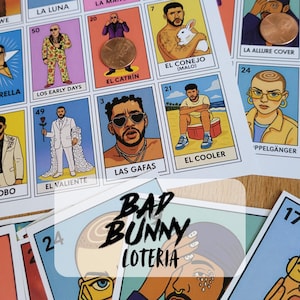 Bad Bunny Lotería Printable Game – Digital Download | Latin Party Game | Reggaeton Bingo | Fun Birthday Activity | Bingo Game