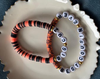 Custom Heishi Beaded Name Bracelet: Personalized Clay Disc Friendship Gift