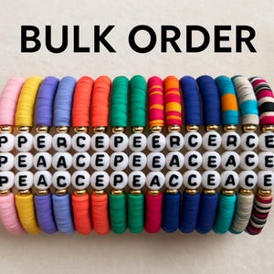 Friendship Bracelet Set Heishi Clay Bead Letter Bracelets, Custom Name Bracelets, Stretch Personalized Word Bracelets, Bulk Party Gifts