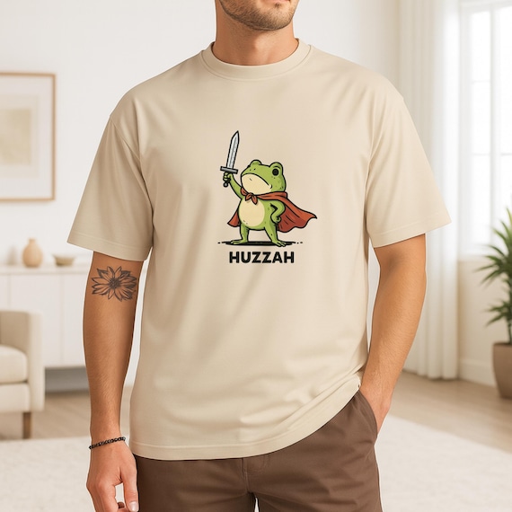 Frog Knight T Shirt, Huzzah Frog Tee Shirt, Medieval Frog Shirt, Comfort Colors Huzzah Frog Shirt, Funny DnD T-Shirt
