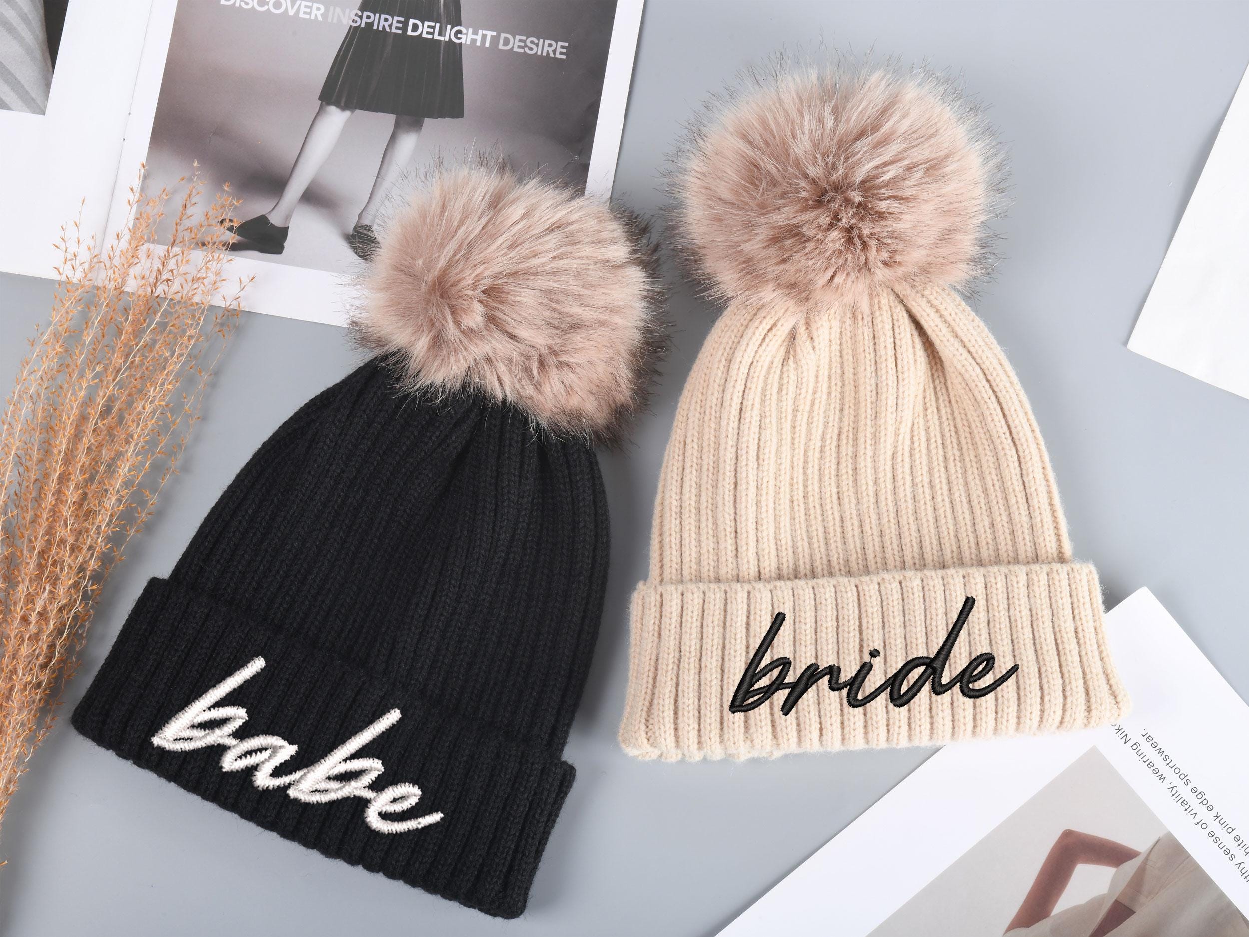 Personalized Embroidered Beanie,monogram Hat With Fur,knit Hat for the ...