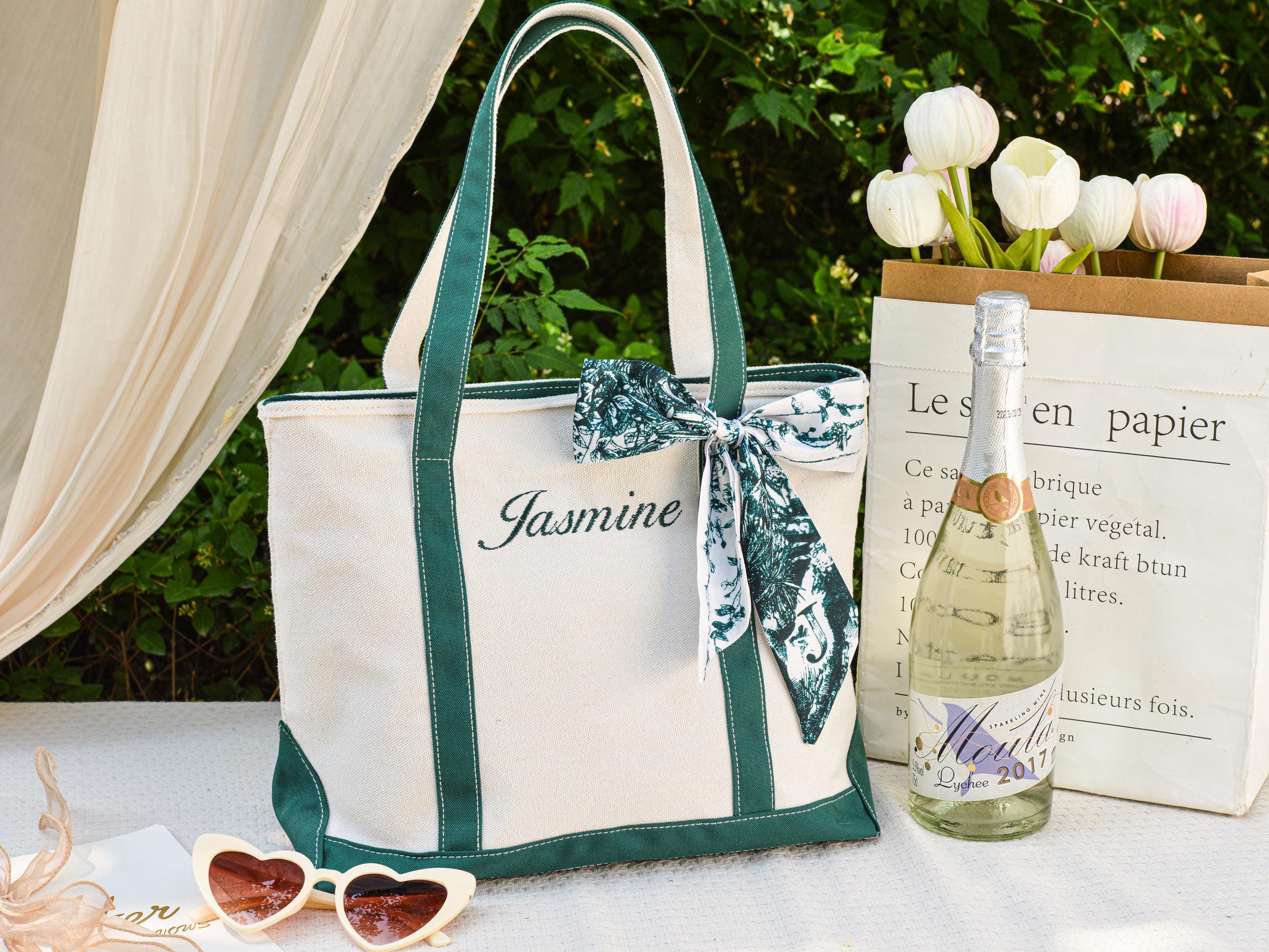 Custom Tote Bag, Bridesmaid Gift,Beach Handbags, Embroidered Canvas Tote Bag, Custom Text Tote, Bachelorette Gifts, School Bag, Gift for Her