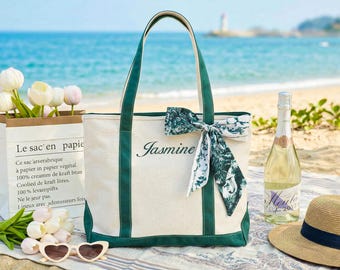 Custom Tote Bag, Bridesmaid Gift,Beach Handbags, Embroidered Canvas Tote Bag, Custom Text Tote, Bachelorette Gifts, School Bag, Gift for Her