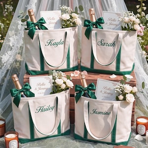 Gepersonaliseerde canvas draagtas, tas met geborduurde naam, cadeautas voor vrijgezellenfeest