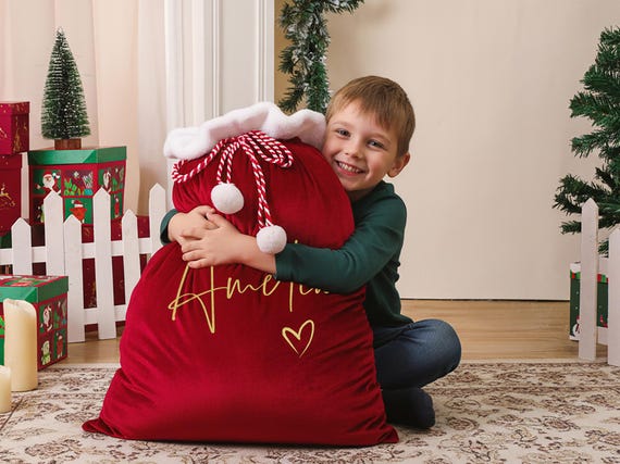 Personalized Large Santa Sack, Christmas Family  Santa Bag, Stocking Sack with Name, Christmas Gift Bag , Holiday Gift Bag, Santa for Kids