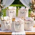 Custom Embroidered Canvas Tote Bag with Ribbon,Personalized Text,Beach School Handbag,M&L Size,Bachelorette Favor