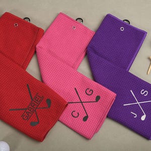 Geborduurde golfhanddoek, gepersonaliseerde golfhanddoek, golfhanddoek met monogram, cadeau bruidsjonkers, golfcadeau vader, golfclubhanddoek, accessoire golfliefhebber