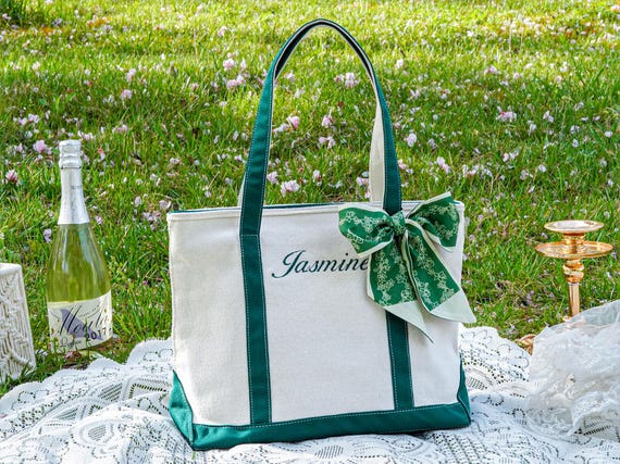 Custom Tote Bag, Bridesmaid Gift,Beach Handbags, Embroidered Canvas Tote Bag, Custom Text Tote, Bachelorette Gifts, School Bag, Gift for Her
