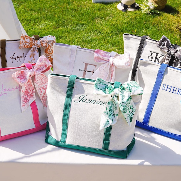 Custom Tote Bag, Bridesmaid Gift,Beach Handbags, Embroidered Canvas Tote Bag, Custom Text Tote, Bachelorette Gifts, School Bag, Gift for Her