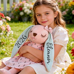 Coniglietto personalizzato, coniglietto pasquale personalizzato, coniglietto con monogramma e nome, regalo per baby shower, coniglietto giocattolo, regalo per neonati, animale di peluche