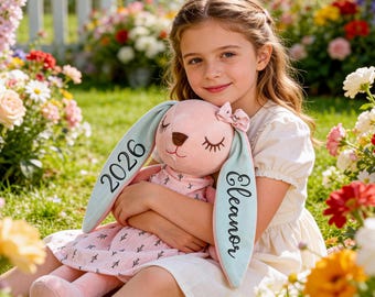 Personalized Bunny Rabbit, Custom Easter Bunny,Monogrammed Bunny with Name, Baby Shower Gift, Bunny Toy,Gift for Newborn Kids,Stuffed Animal