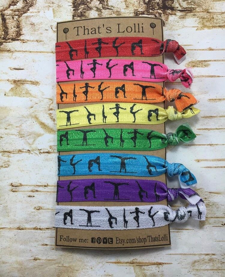 Gymnastic rainbow gymnastics fold over elastic FOE hair ties
