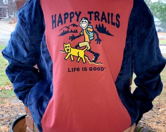 Oversized Corduroy Shirt: Life Is Good Graphic Tee (OSFM M-XXL)