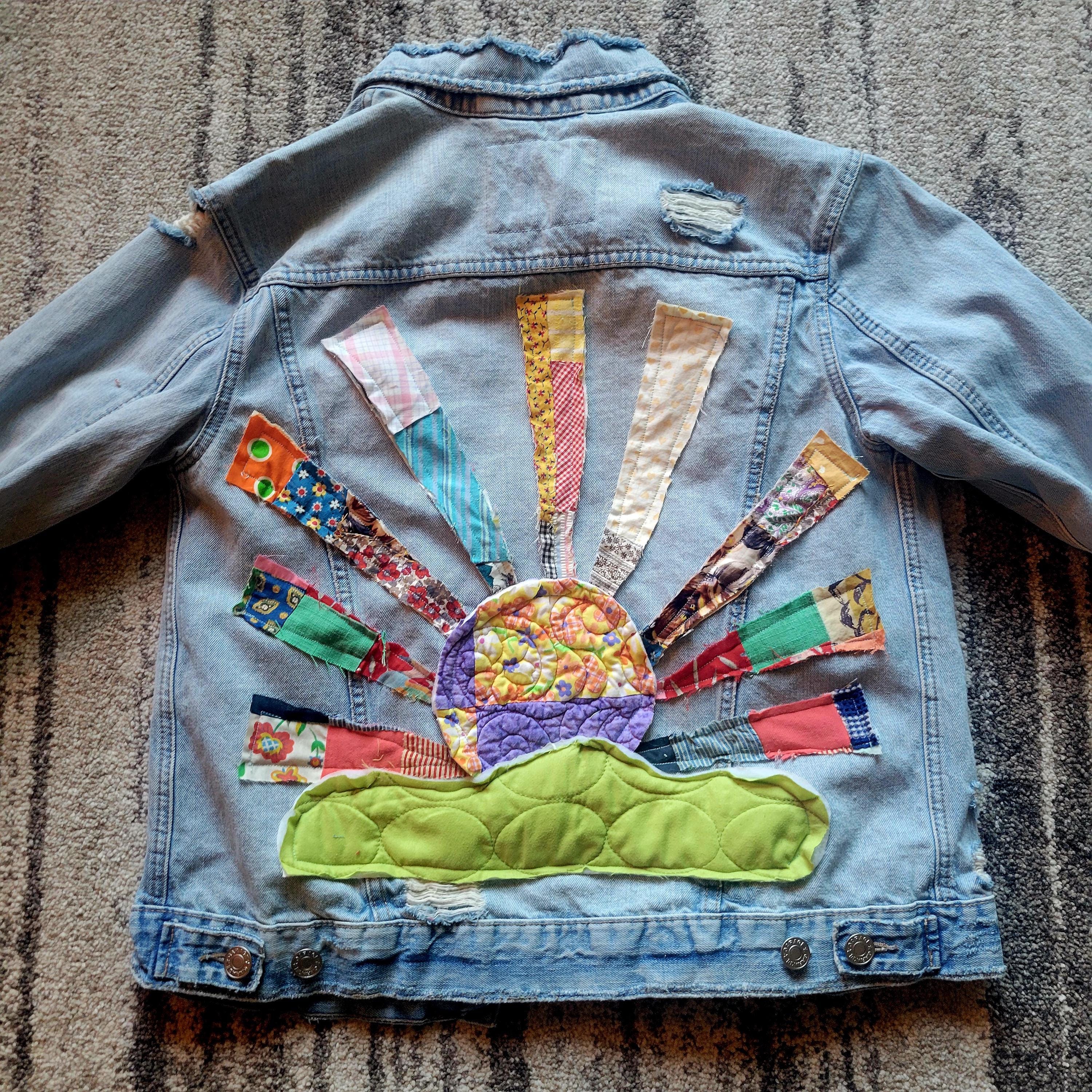 One of a Kind Repurposed Distressed Denim Patchwork Jacket