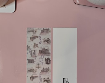 Scotland Toile Bookmark - Hand-drawn Scottish landmarks and landscape pattern