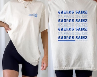 Camiseta unisex de F1 de Carlos Sainz, 100 % algodón, regalo para aficionados a la Fórmula 1, ropa de automovilismo, ropa para entusiastas de las carreras.