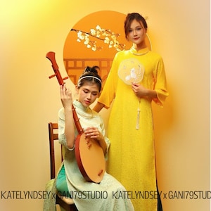 High Neck Brocade Gam Set Pre-made Vietnamese Women Modern Ao Dai Cach Tan Set with Pants,Lunar New Year Dress Ao Dai,Ao Dai Gam,Loose Fit
